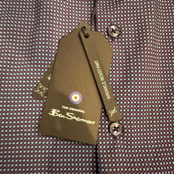 BEN SHERMAN MENS BLUE AND PURPLE LONG SLEEVE BUTTON SHIRT NEW SLIM FIT 15/15 1/2 - Picture 9 of 11